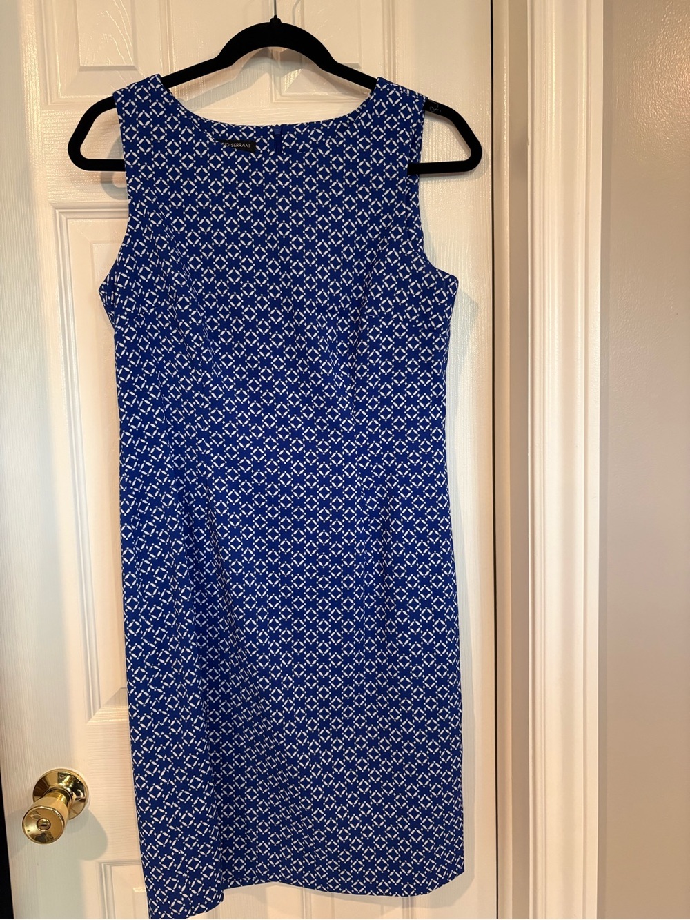 Mario Serrani Sleeveless Blue Patterned Shift Dress
